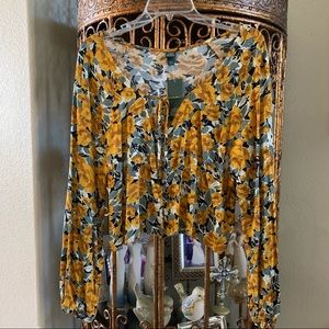 Wild Fable Yellow Flowered Blouse L